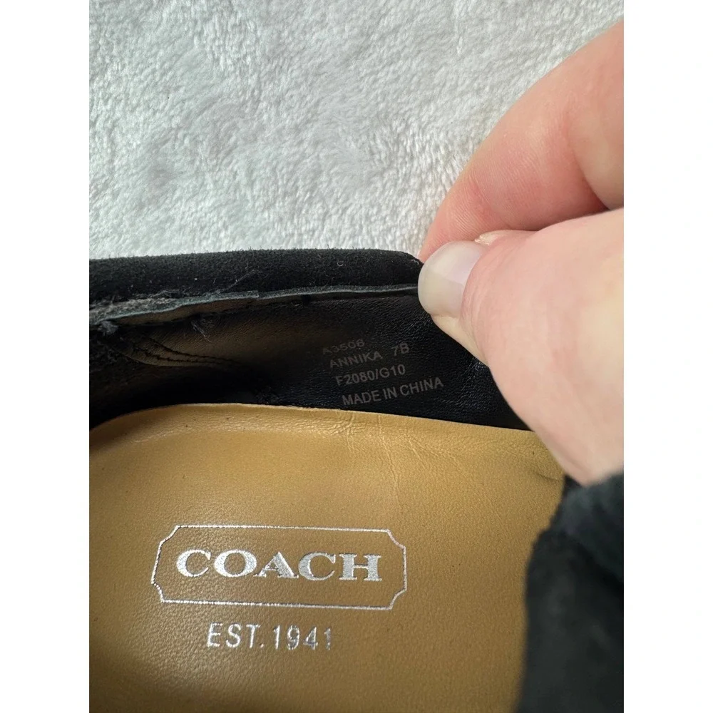 Coach Annika Heeled Ankle Booties Women's 7 Black Leather Suede Stiletto‎ Heel